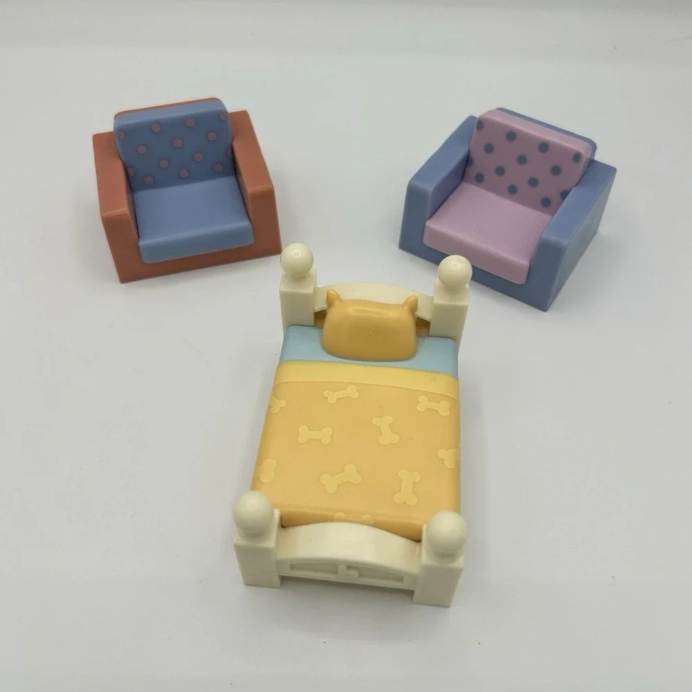 Bluey Dollhouse Furniture Lot 3 Pc Bed Chairs Replacement Accessories Toy